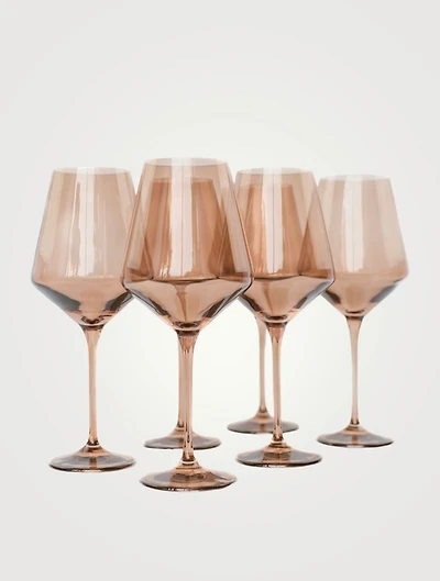 Coloured Glass Wine Glasses - Set Of 6