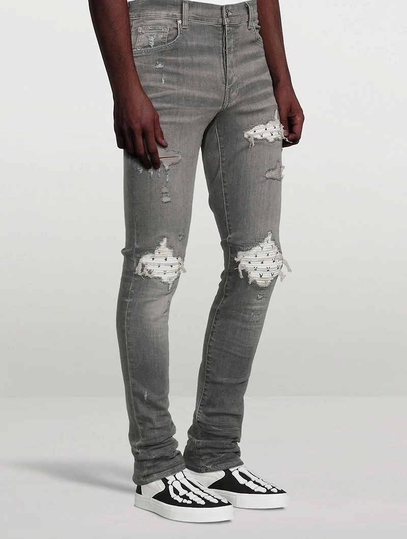 Mx1 Skinny Jeans With Leather Patches