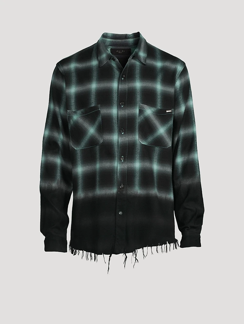 Shadow Dip-Dyed Shirt Plaid Print