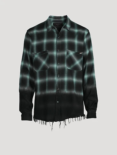 Shadow Dip-Dyed Shirt Plaid Print