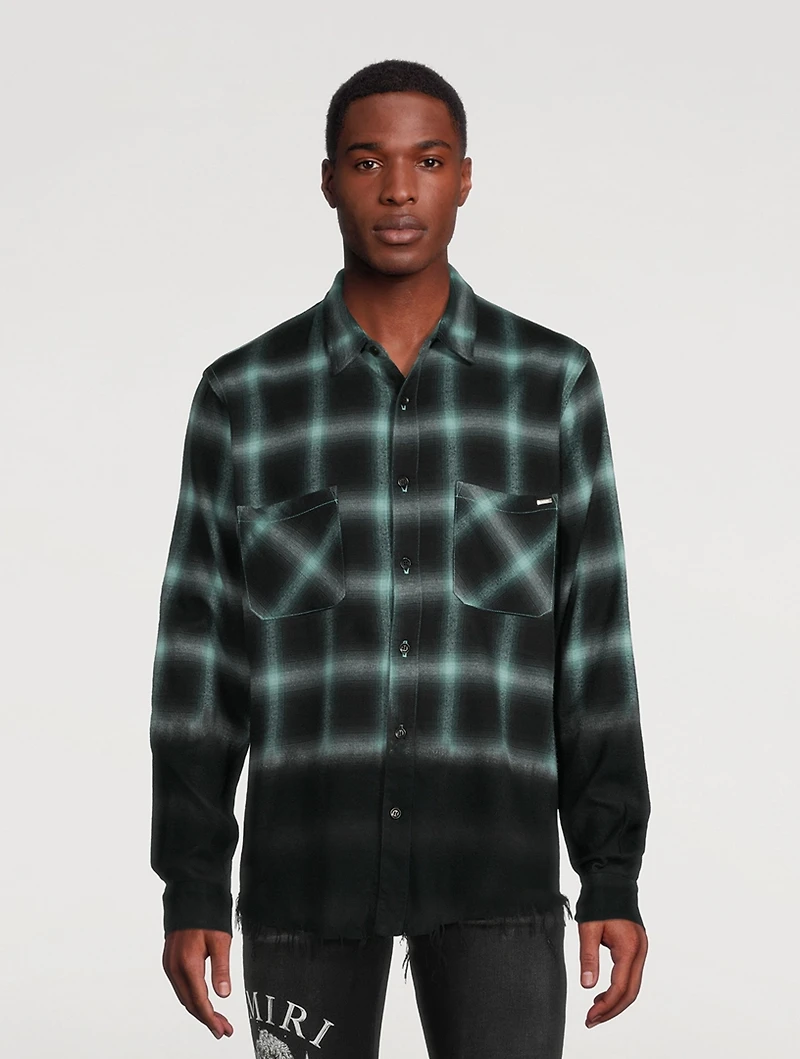 Shadow Dip-Dyed Shirt Plaid Print