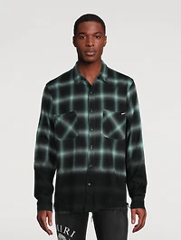 Shadow Dip-Dyed Shirt Plaid Print
