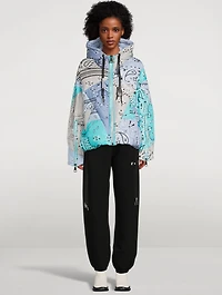 Oversized Down Puffer Jacket Bandana Print