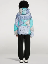Oversized Down Puffer Jacket Bandana Print