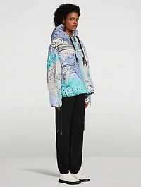 Oversized Down Puffer Jacket Bandana Print