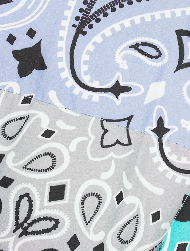 Oversized Down Puffer Jacket Bandana Print