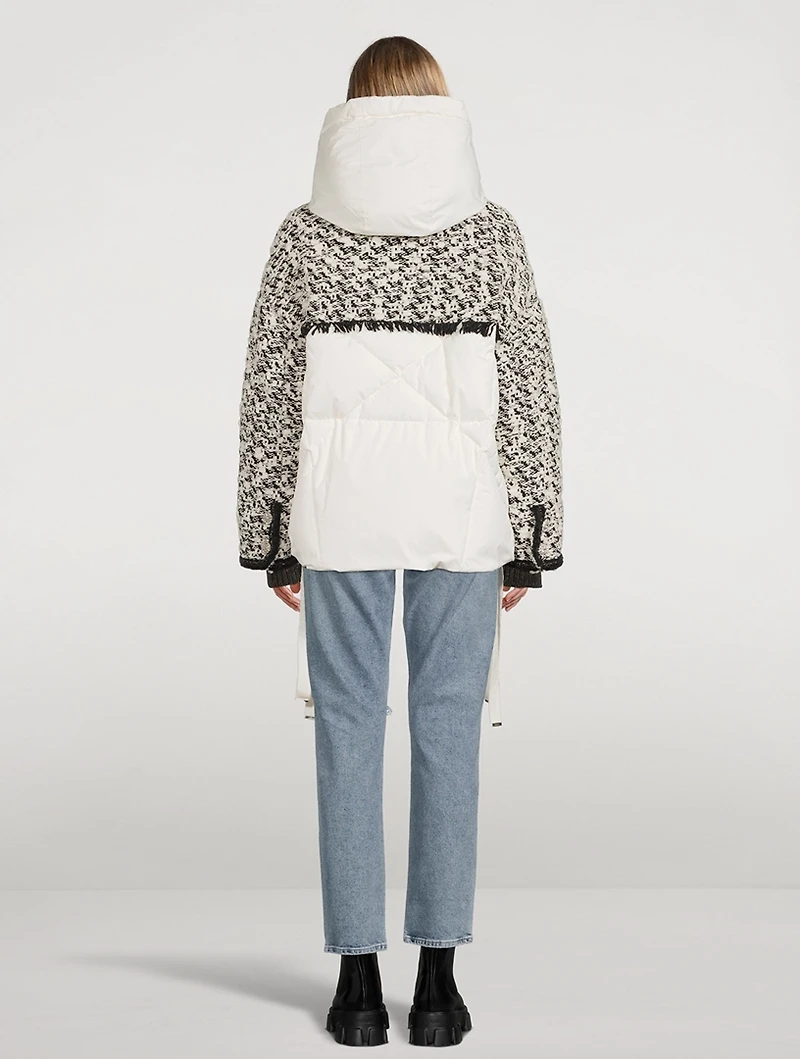 Tweed Oversized Down Puffer Jacket