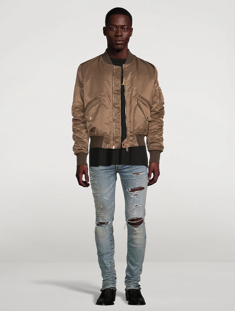 Silk Nylon Bomber Jacket