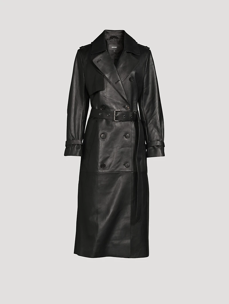 Gael Leather Belted Trench Coat