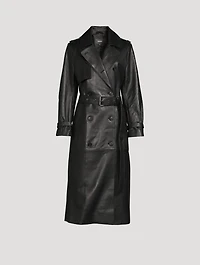 Gael Leather Belted Trench Coat