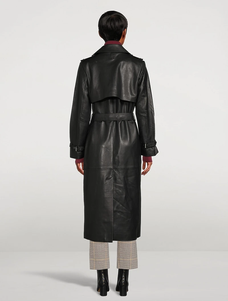 Gael Leather Belted Trench Coat