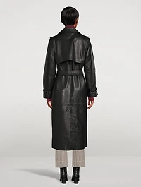 Gael Leather Belted Trench Coat