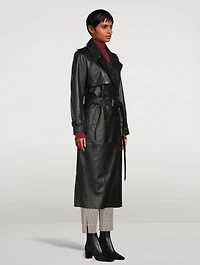 Gael Leather Belted Trench Coat