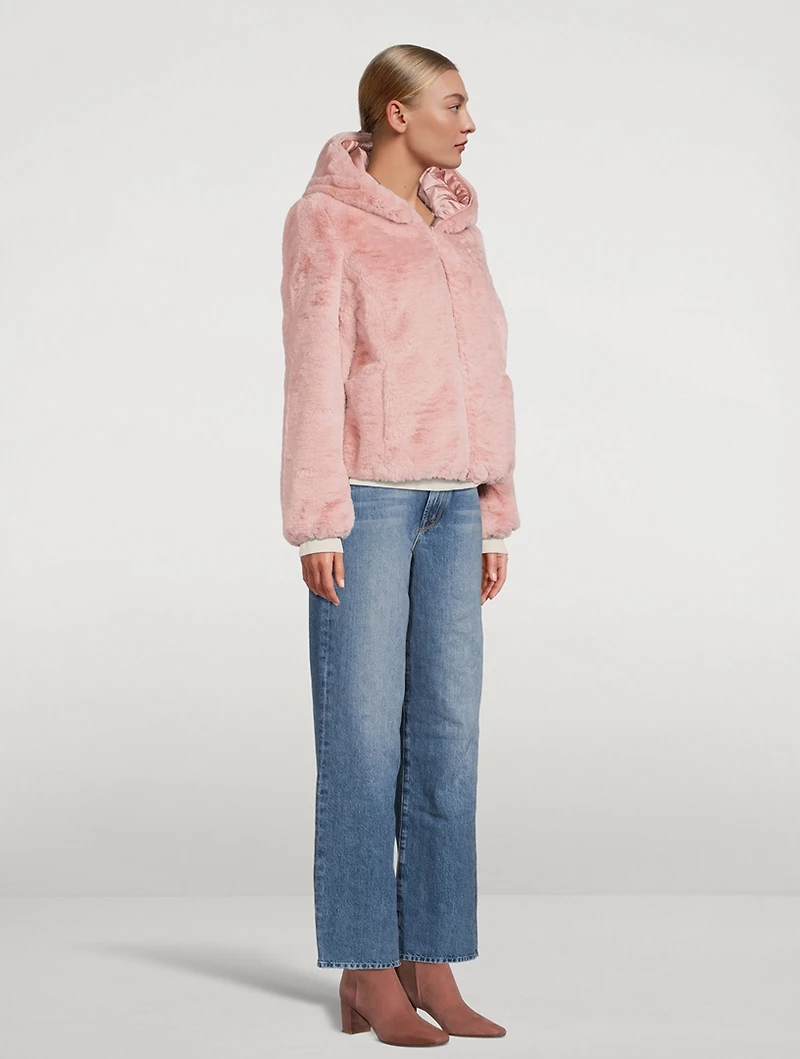 Laila Faux Fur Reversible Jacket With Hood