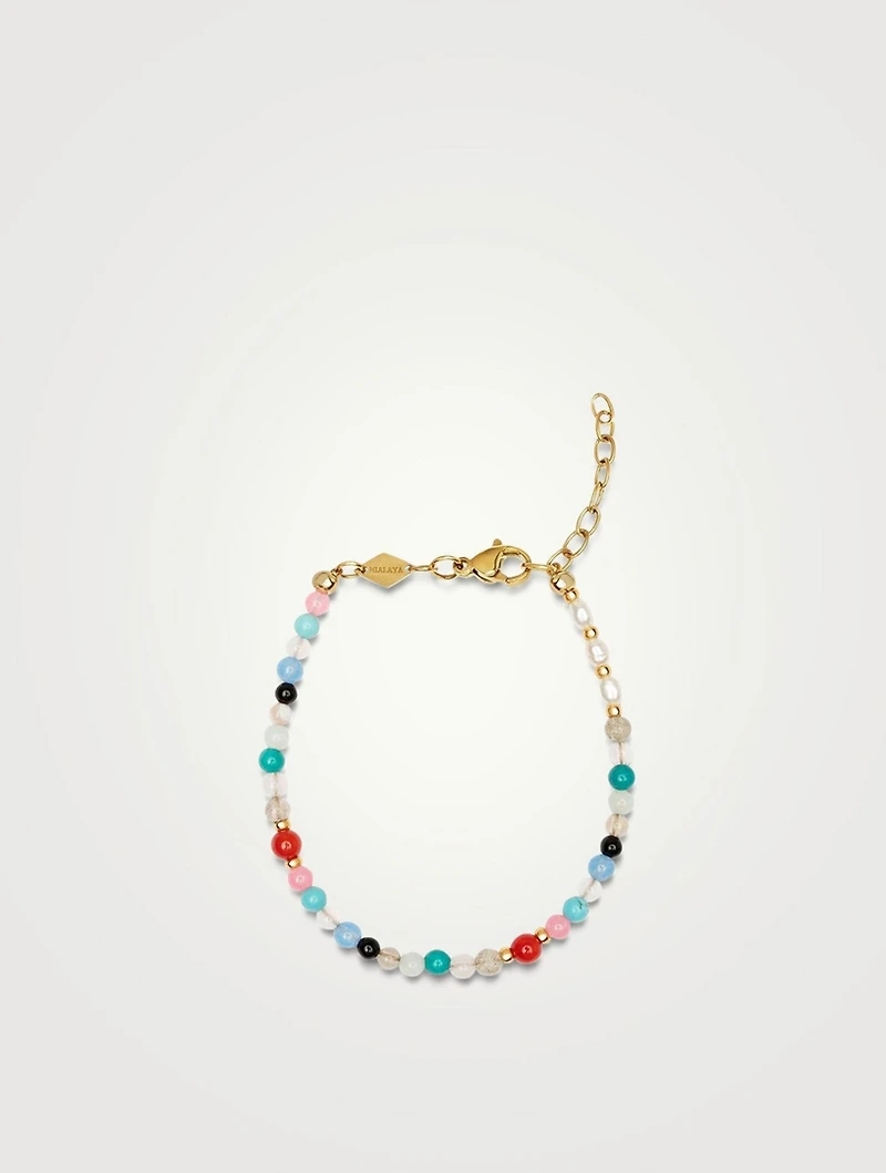 Mini Multicolour Beaded Bracelet With Pearl