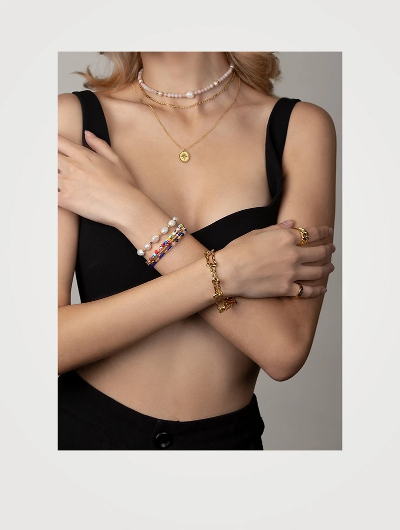 Mini Pearl Bracelet With Multicolour Beads