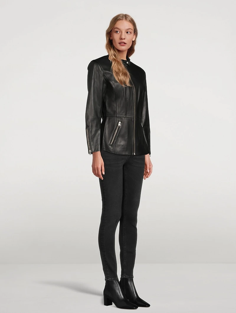 Emely Leather Fitted Jacket