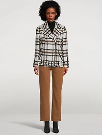 Wool And Mohair Belted Biker Jacket Plaid Print