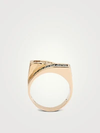 Estate 14K Gold Bypass Ring With White And Blue Diamonds