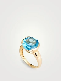 Vintage 14K Gold Blue Topaz Ring