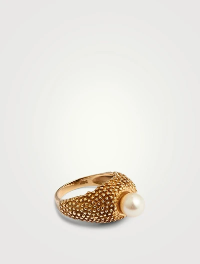 Vintage Mid Century 14K Gold Pearl RIng