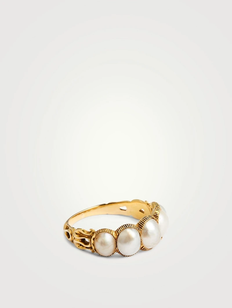 Antique 18K Gold Five-Pearl Ring