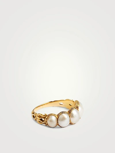 Antique 18K Gold Five-Pearl Ring