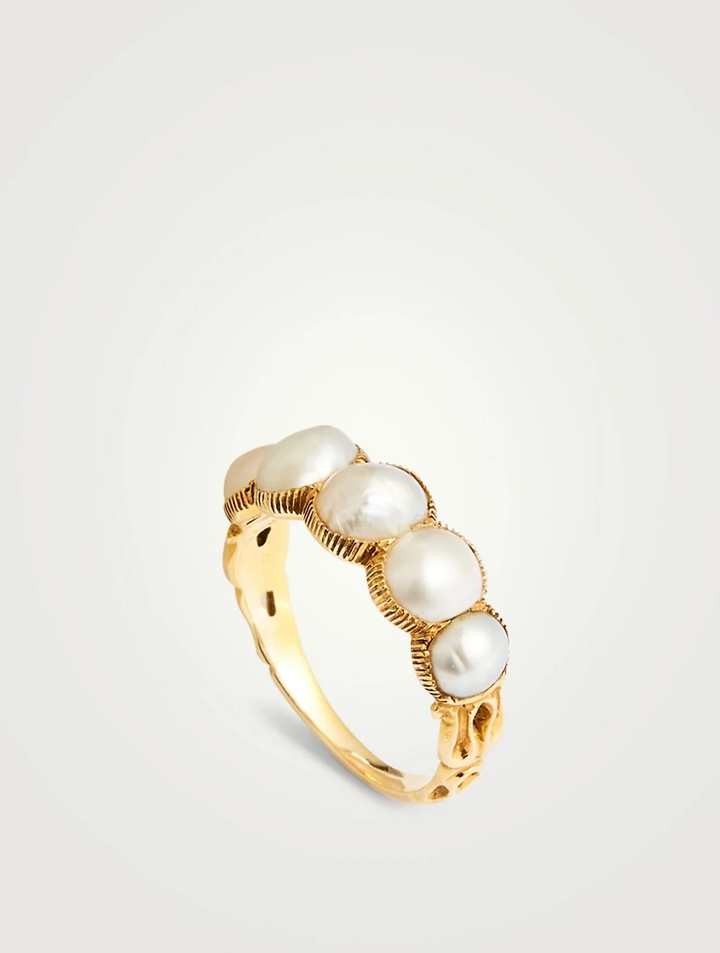 Antique 18K Gold Five-Pearl Ring