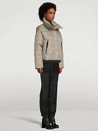 Mylah Short Down Puffer Jacket Plaid Print