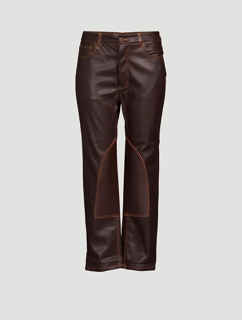 Tate Straight-Leg Faux Leather Jeans