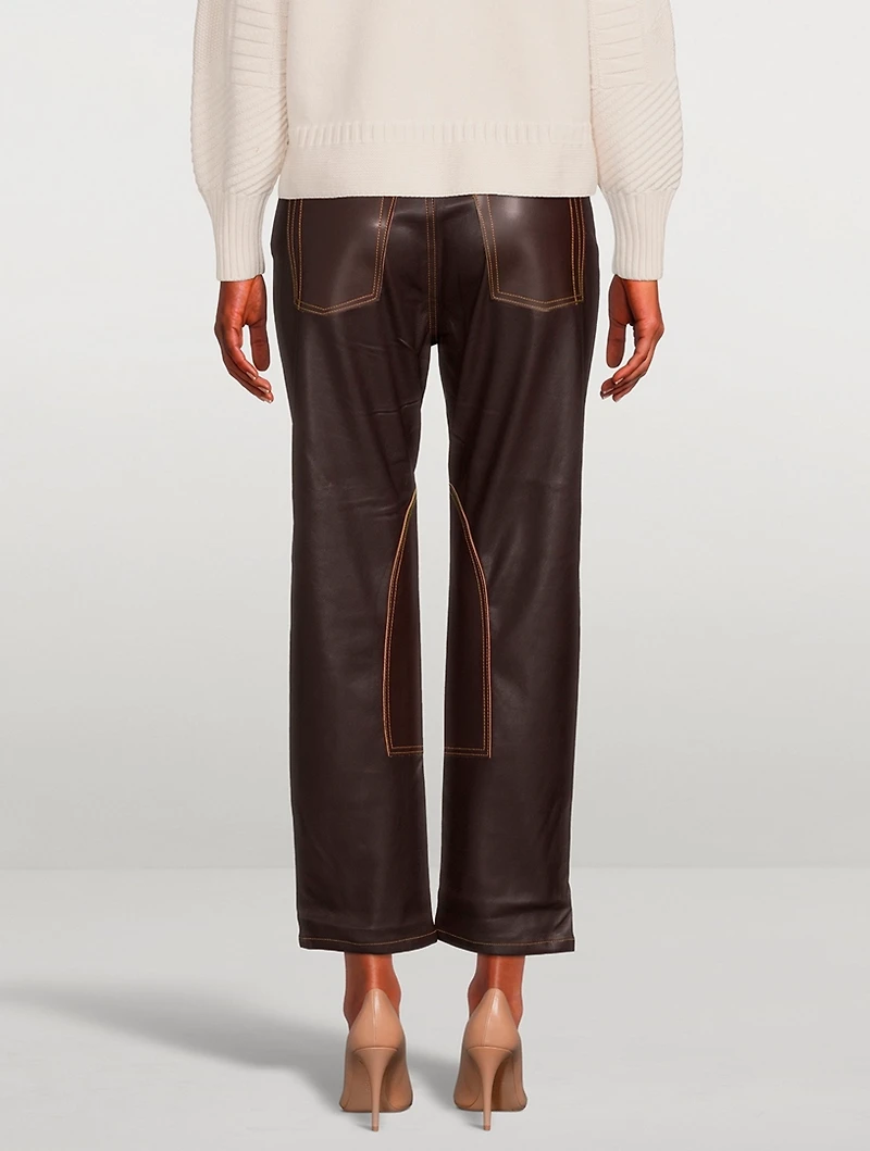 Tate Straight-Leg Faux Leather Jeans