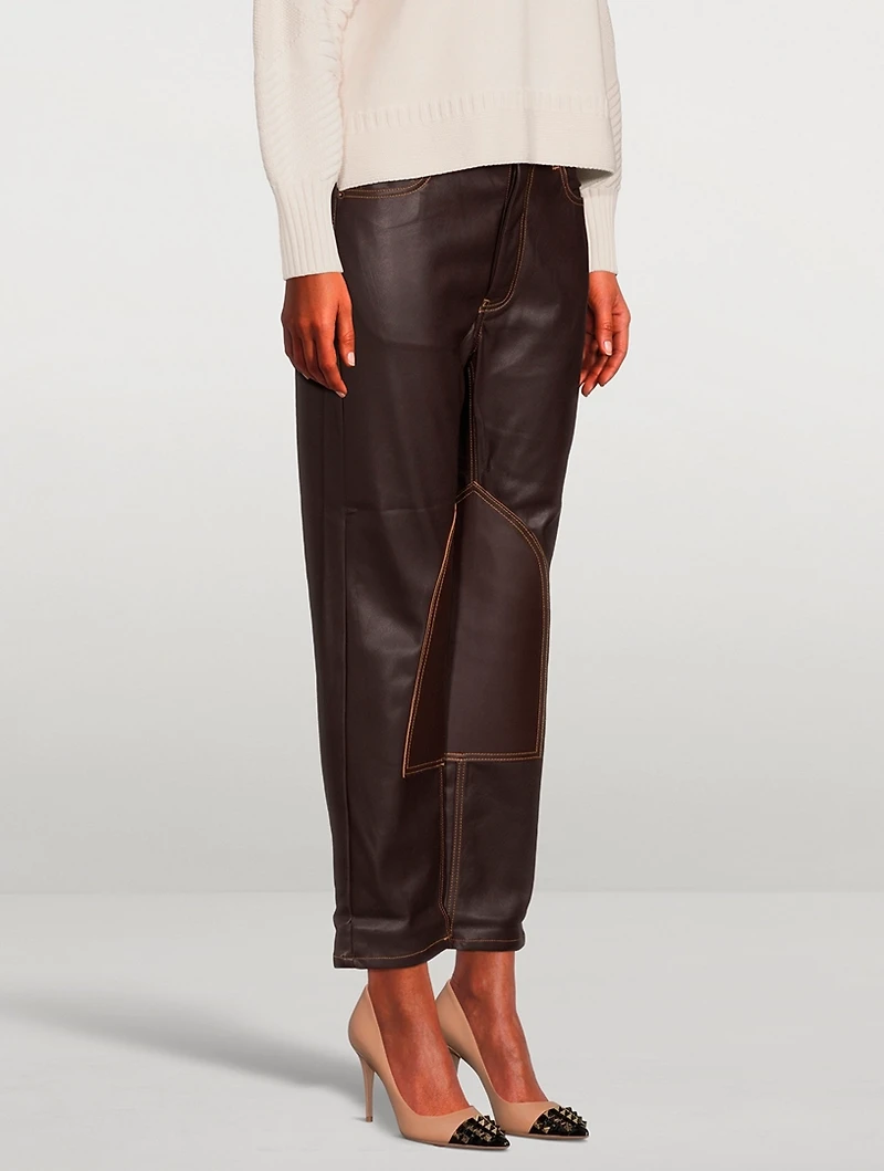 Tate Straight-Leg Faux Leather Jeans