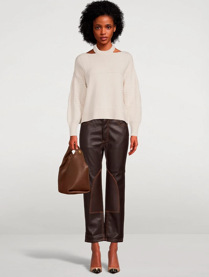Tate Straight-Leg Faux Leather Jeans