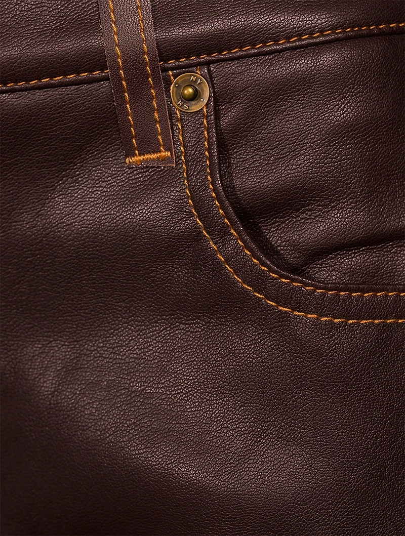 Tate Straight-Leg Faux Leather Jeans
