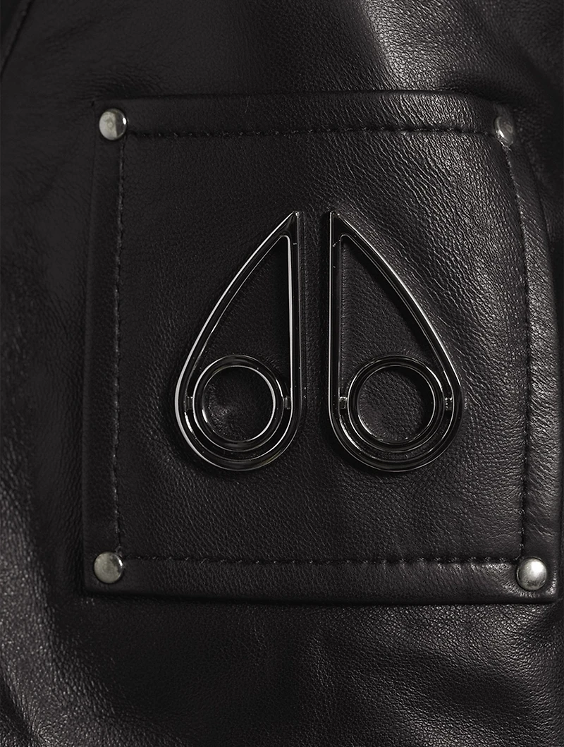 Wildhay Leather Moto Jacket With Shearling Trim