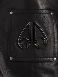 Wildhay Leather Moto Jacket With Shearling Trim