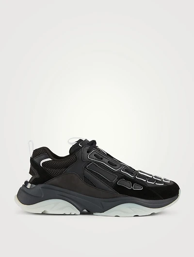 Bone Mesh And Suede Runner Sneakers