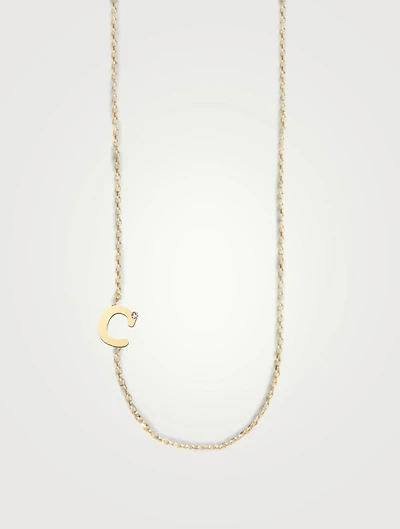 Love Letter 14K Gold C Necklace With Diamond