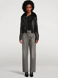 Fold Waistband Tapered Jeans