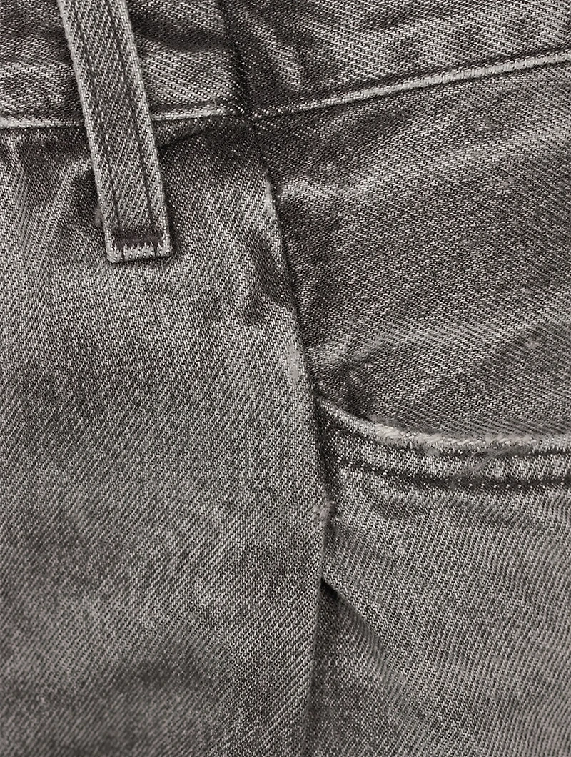Fold Waistband Tapered Jeans