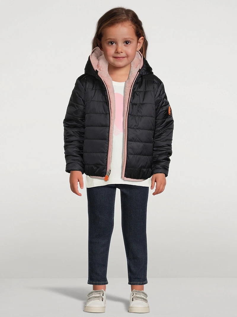 Kids Mimi Faux Fur Reversible Jacket With Hood