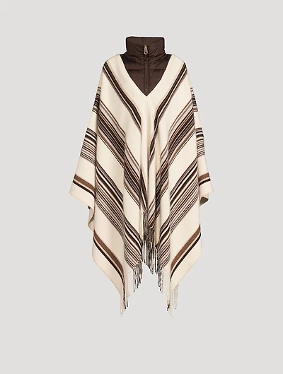 Cashmere And Down Puffcho In Stripe Print