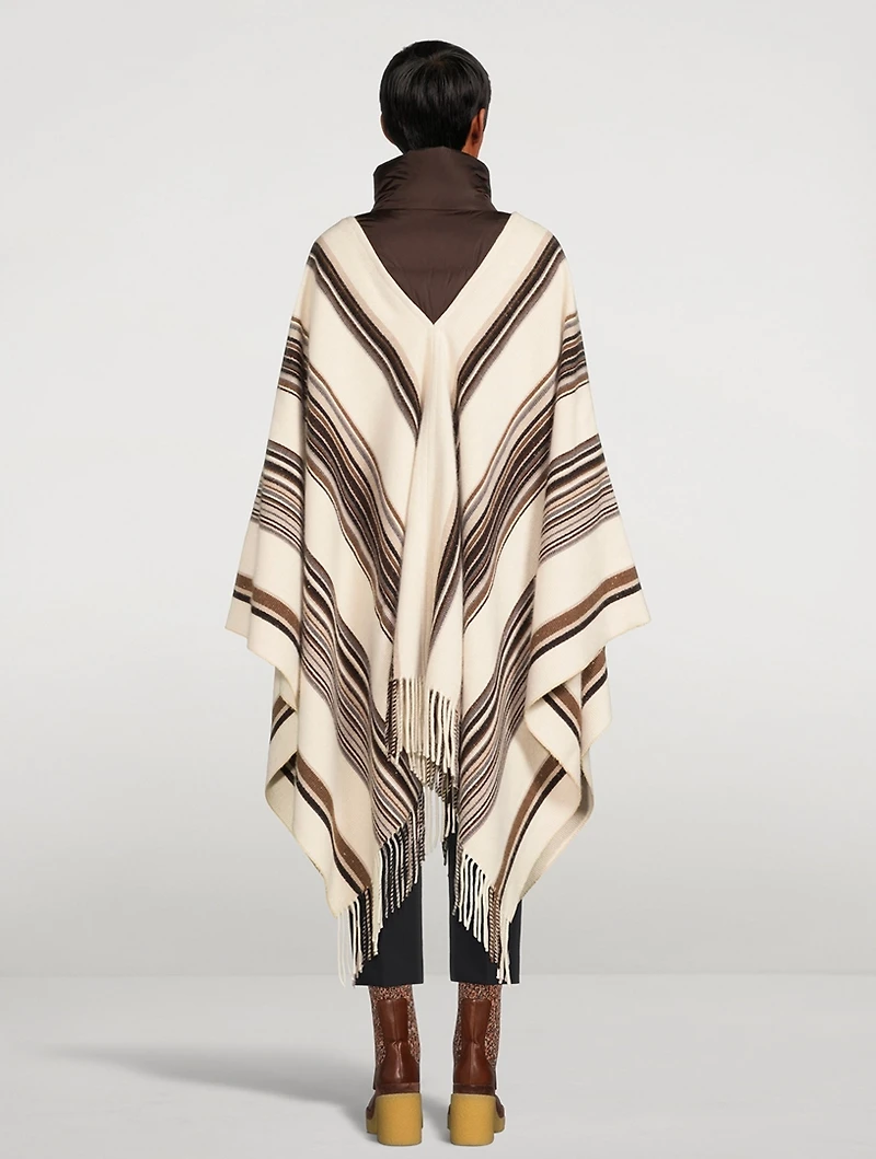 Cashmere And Down Puffcho In Stripe Print