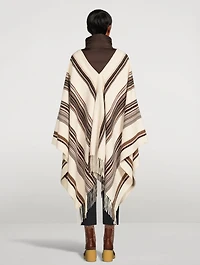 Cashmere And Down Puffcho In Stripe Print