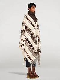 Cashmere And Down Puffcho In Stripe Print