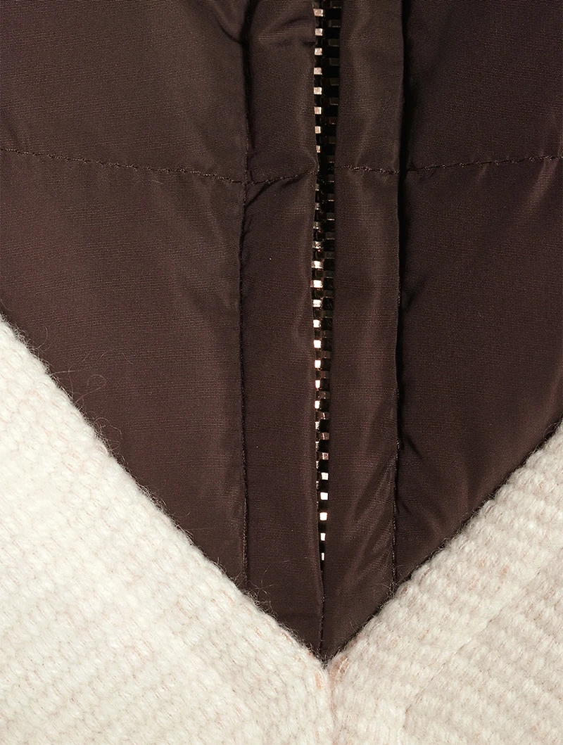Cashmere And Down Puffcho In Stripe Print