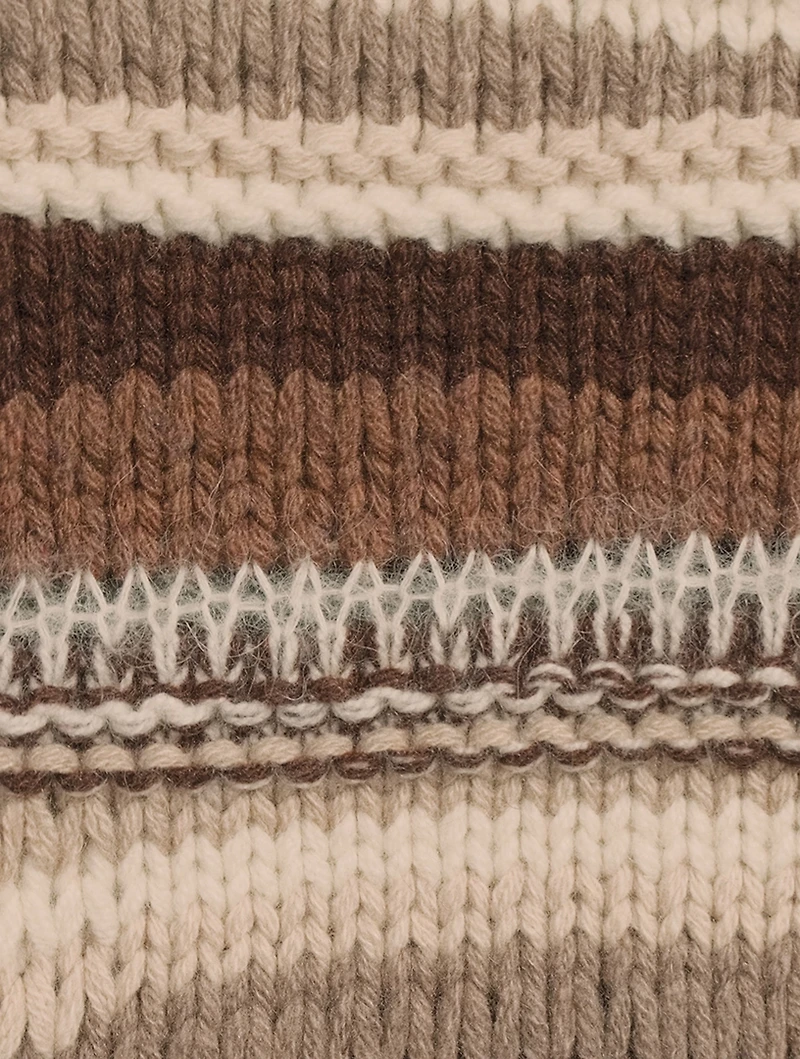 Ruffle-Trimmed Stripe Jacquard Sweater