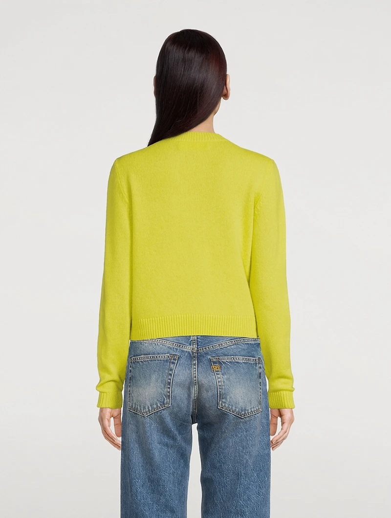 Simple Cashmere Crewneck Sweater With Mushroom