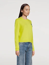 Simple Cashmere Crewneck Sweater With Mushroom