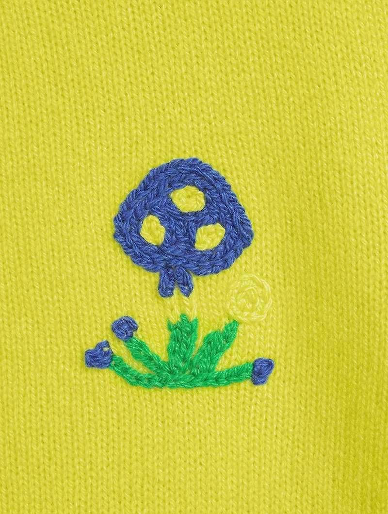 Simple Cashmere Crewneck Sweater With Mushroom